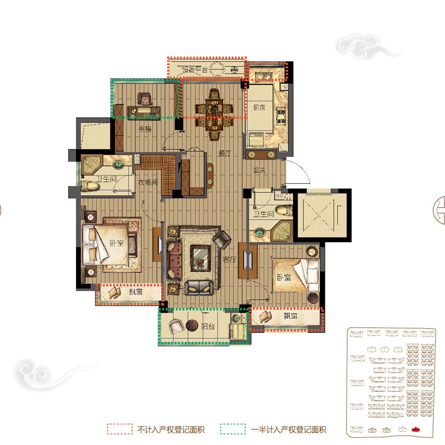小高層E戶型 建筑面積:89㎡