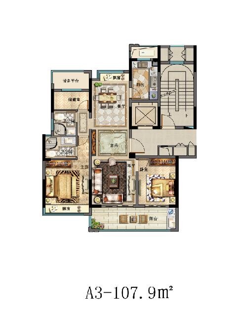 A3戶型 建筑面積:107㎡