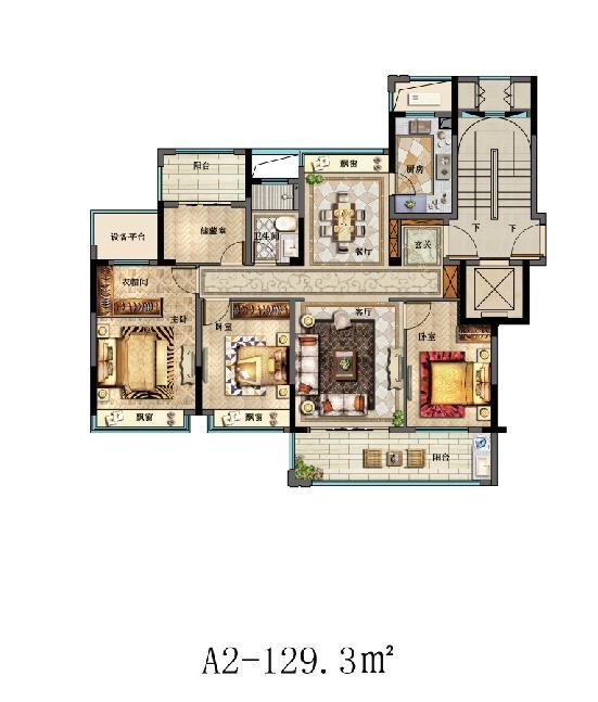 A2戶型 建筑面積:129㎡