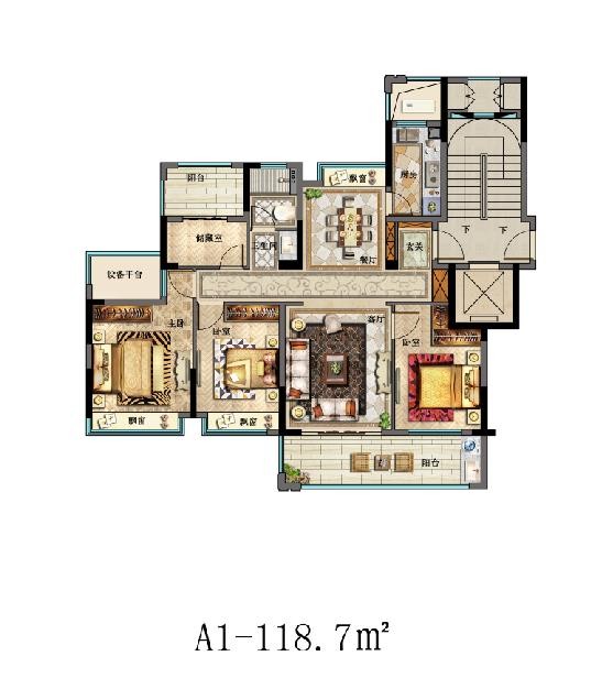 A1戶型 建筑面積:118㎡