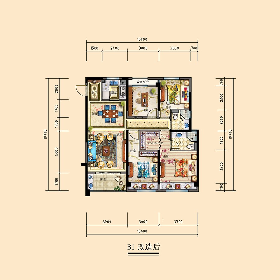 B1改造后 建筑面積:120平