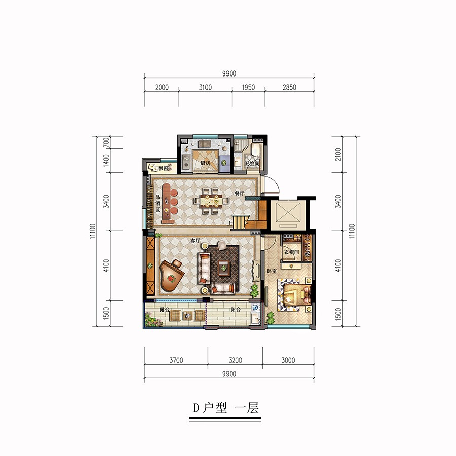 D戶型1層 建筑面積:142㎡