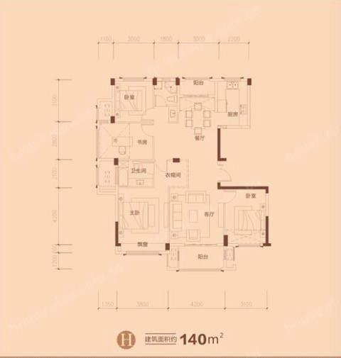 H戶型 建筑面積:140㎡