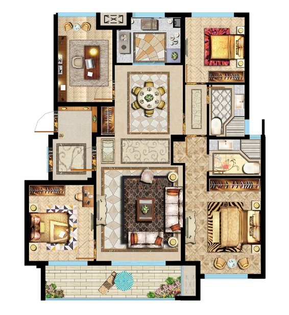 戶型1 建筑面積：125㎡