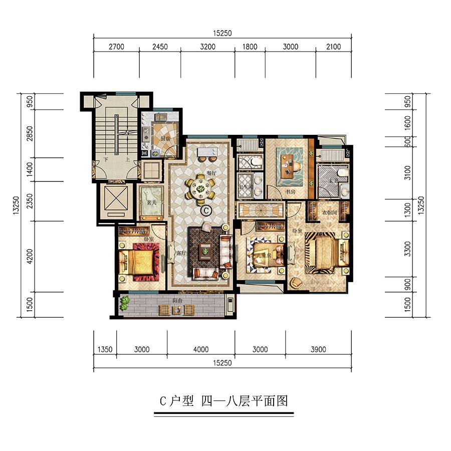 C戶型 四一八層平面圖 建筑面積: