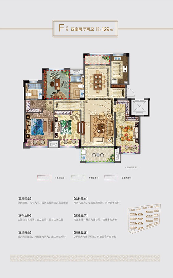 F戶型 建筑面積:129㎡