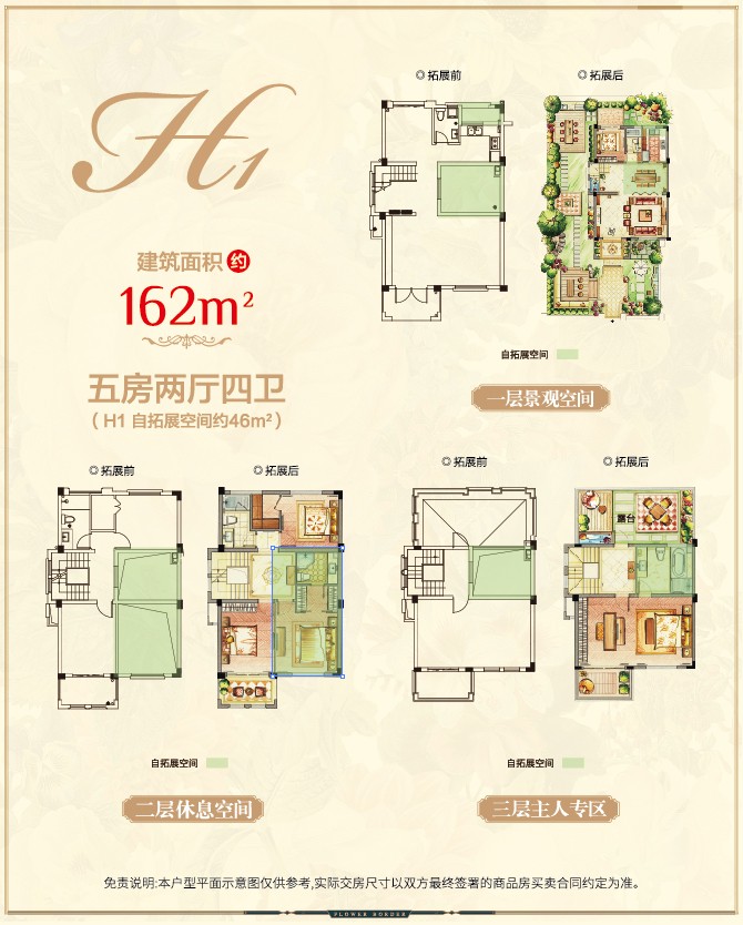 五房兩廳四衛 建筑面積:162㎡