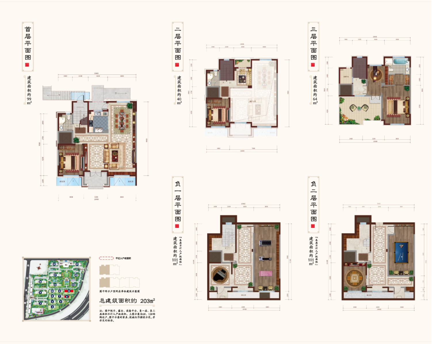 聯(lián)排別墅 建筑面積:170平米